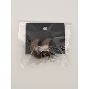 Brown Crescent Pierced Earrings Plastic Minimalist Lightweight Retro